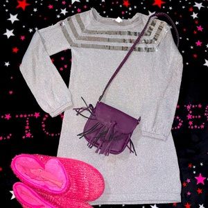 Girls Silver Embellished Dress